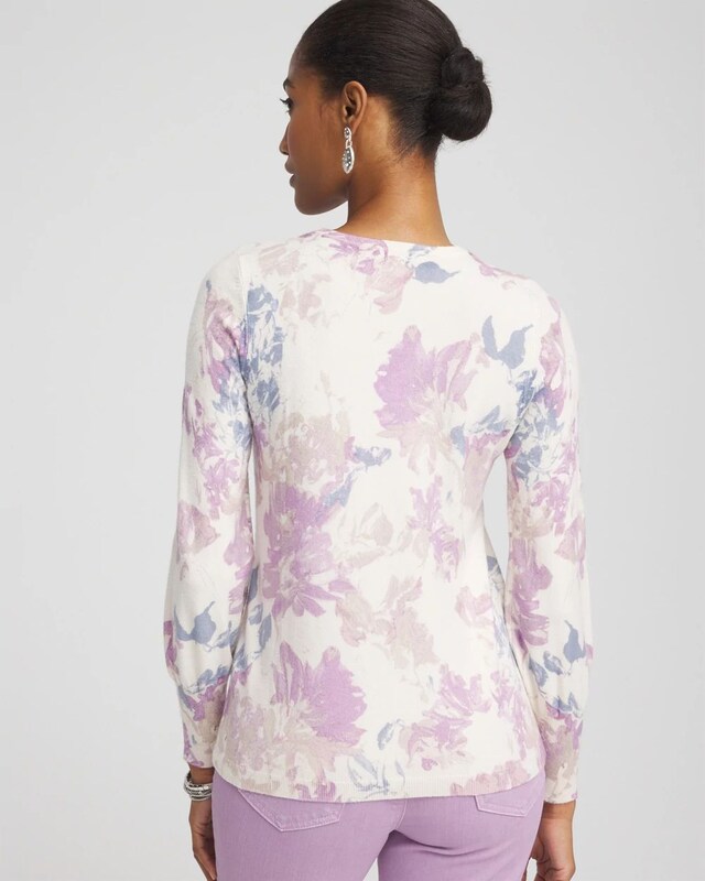 Floral Sequin Pullover Sweater - image 3